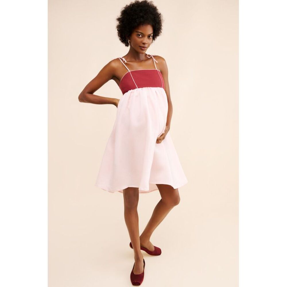 Ohsevendays Women Maternity Wendy Linen Dress Red S